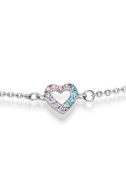 Preview: Silber Armband mit Herzen und farbigen Zirkoniasteinen (26-323)