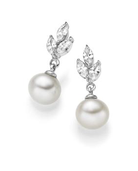 Silber Ohrstecker mit Zirkonia und Süßwasserperle (26-324)