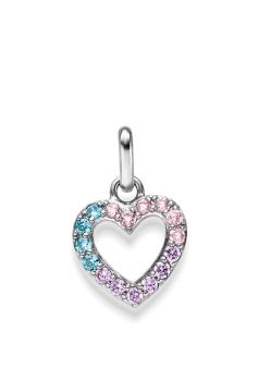 Silber Herz Anhänger mit farbigen Zirkoniasteinen (26-327)