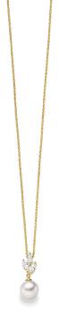 Preview: Vergoldetes Silber Collier mit Zirkonia und Süßwasserperle (26-360)