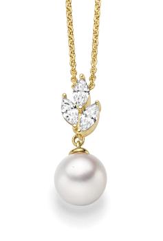 Vergoldetes Silber Collier mit Zirkonia und Süßwasserperle (26-360)