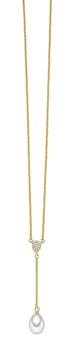 Vergoldetetes Silber Collier mit Zirkonia und Süsswasserperle (26-419)