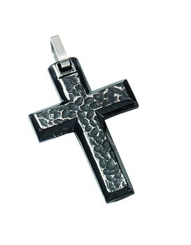Kreuz Anhänger gehämmert aus Edelstahl