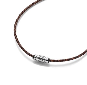 braune Lederkette mit Edelstahlelementen