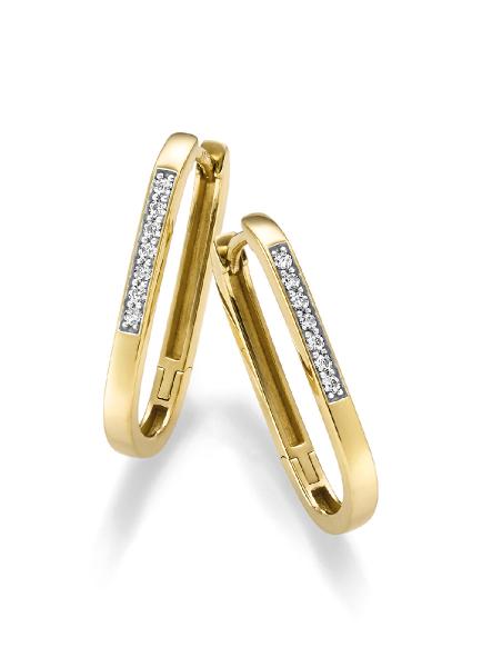 vergoldete Silber Creolen mit Zirkonia (26-302)