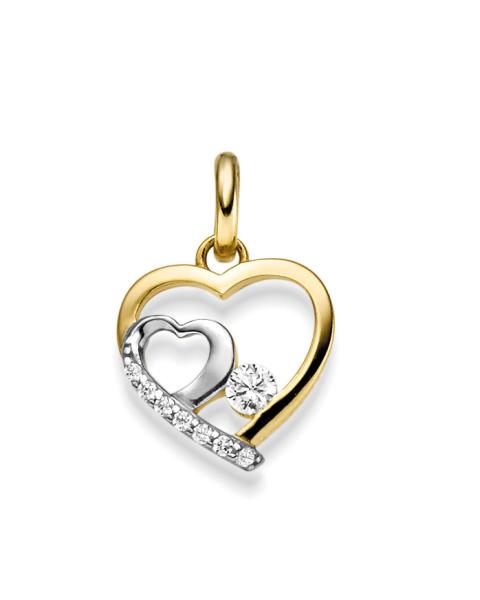 Gold Herz Anhänger mit Zirkonia (26-308)