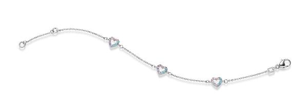 Silber Armband mit Herzen undfarbigen Zirkoniasteinen (26-323)