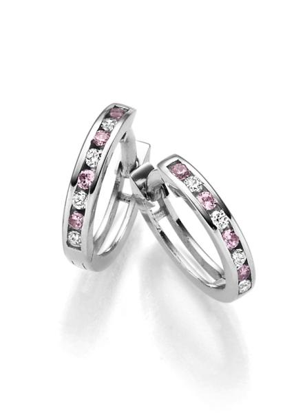 Silber Creolen mit farbigen Zirkoniasteinen (26-334)