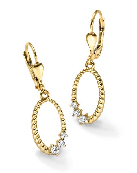 Gold Ohrhänger mit Zirkonia (26-345)