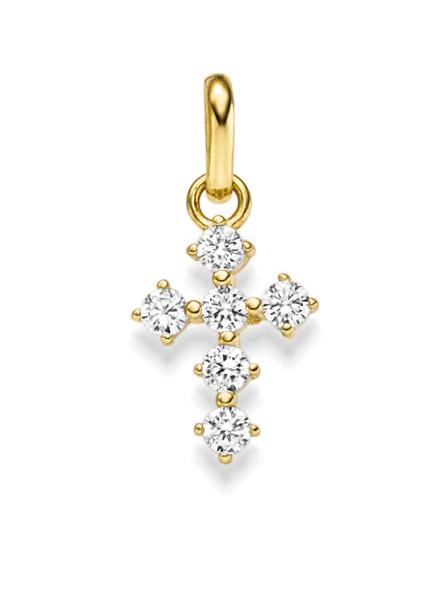 Gold Kreuz mit Zirkonia (26-348)