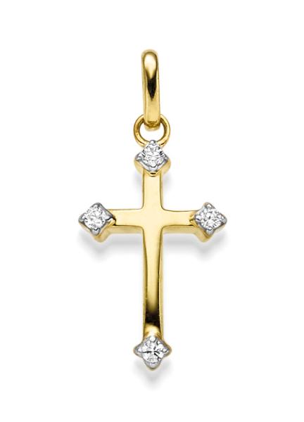 Gold Kreuz mit Zirkonia (26-349)