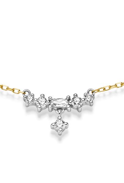 Vergoldetes Silber Collier mit Zirkonia (26-355)