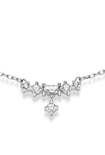 Silber Collier mit Zirkonia (26-356)