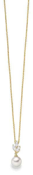 Vergoldetes Silber Collier mit Zirkonia und Süßwasserperle (26-360)