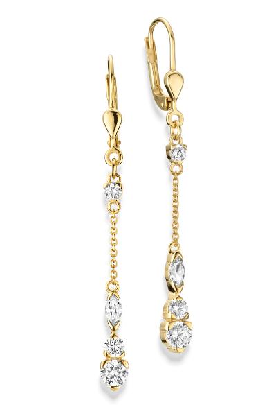 Vergoldete Silber Ohrhänger mit Zirkonia (26-374)