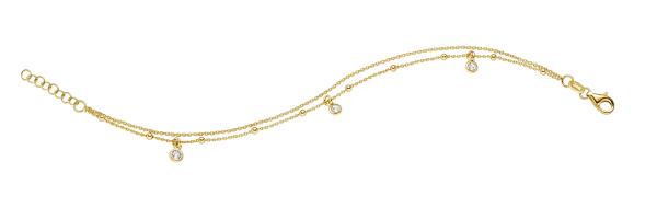 Vergoldetetes Silber Armband 2-reihig mit Zirkonia (26-413)