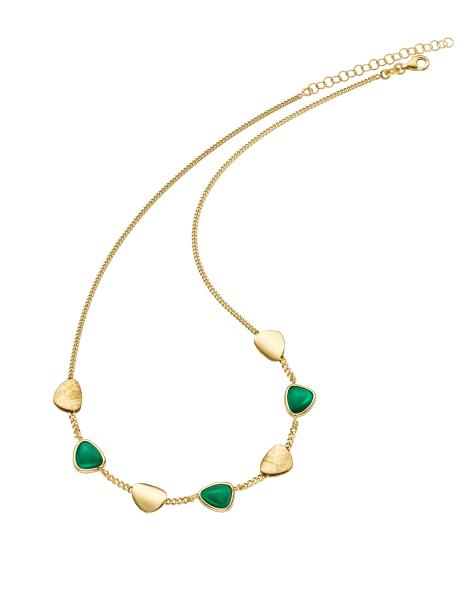 Vergoldetete Silber Collier mit Glasstein (26-484)